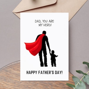 Papa ist mein Held Vatertagskarte von Sohn, druckbare Karte, Sofort Download