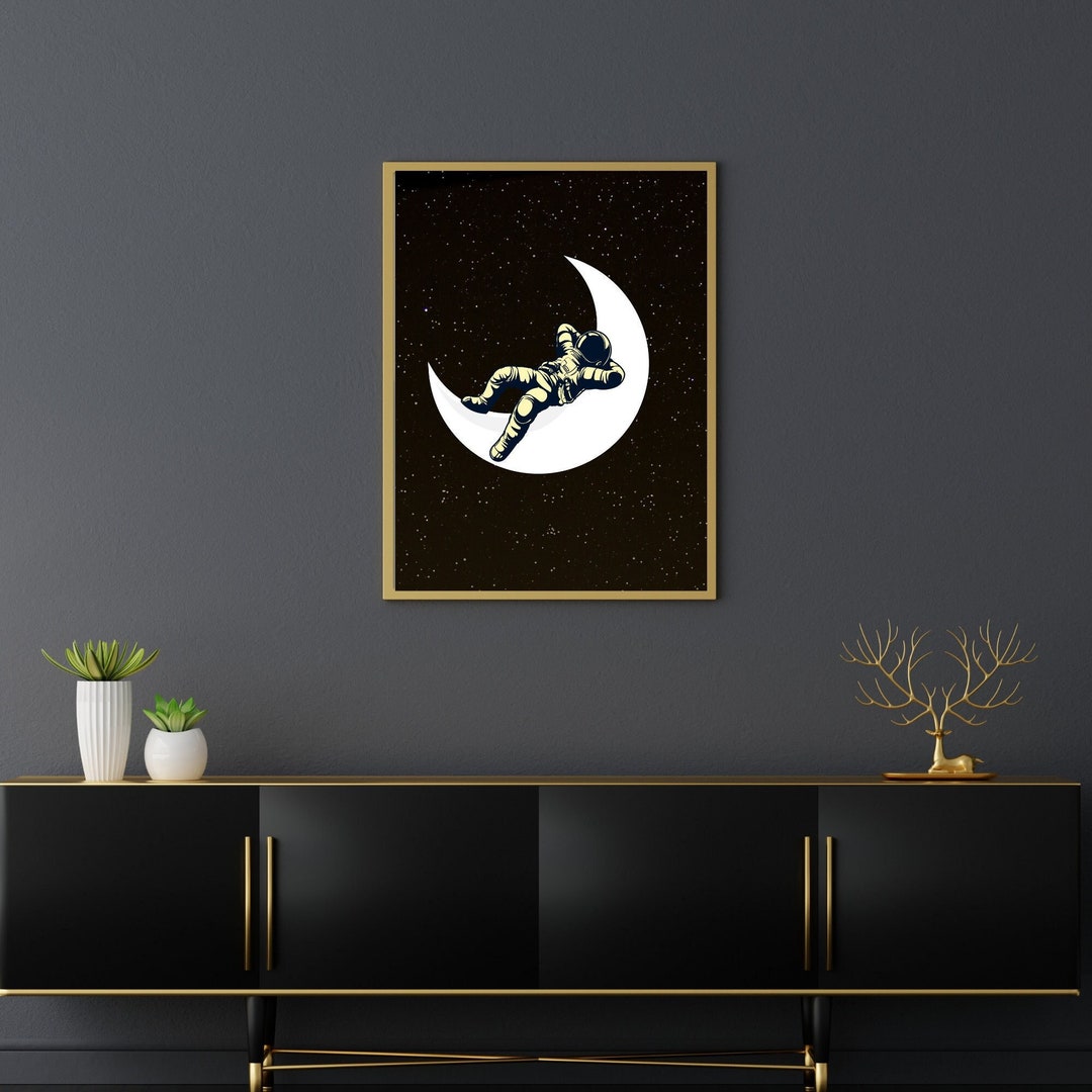 Man on Moon Print: Astronaut Wall Art (digital Download) - Etsy