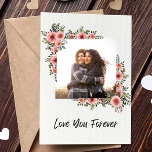 Tarjeta floral personalizada del Día de la Madre, recuerdo personalizado, tarjeta con imagen del Día de la Madre, cumpleaños, aniversario, descarga digital imprimible