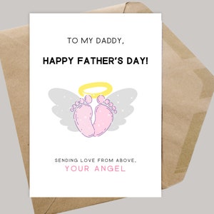 Angel Baby Fathers Day Card uit de hemel afdrukbaar, Baby Loss Fathers Day Card, Nabestaanden Papa Card, Rainbow Baby Card, Digitale Download