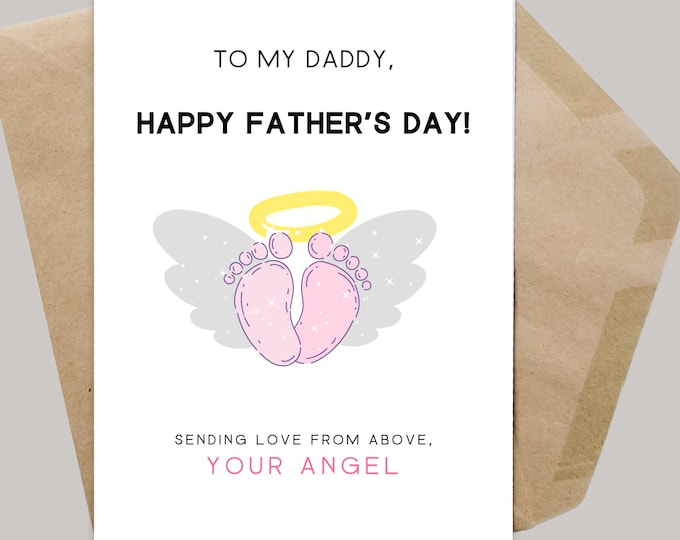 Angel Baby Fathers Day Card From Heaven Printable, Baby Loss Fathers ...