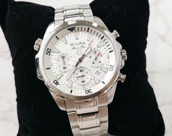 Ocean Star White - Stainless Steel Silver White dial Men's Quartz chronograph