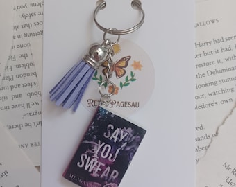Say you swear mini book keychain