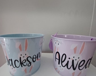 Personalised metal easter buckets