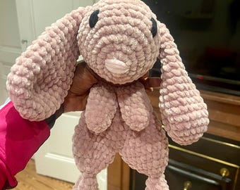 Personalized handmade crochet Bunny Plush – Soft Chenille Baby Soother