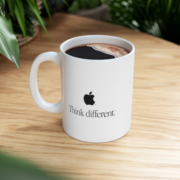 Logo Apple Black Ceramic, Office mug, apple lover, 325ml or 11oz ceramic mug, Gift For Apple Lovers, Home Decor, Office decor, Coffee Mug