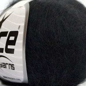 6 Skeins Ice Yarns SUPERKID MOHAIR (31% Superwash Extrafine Merino Wool) Yarn Black