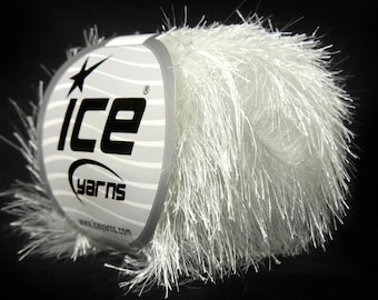 8 madejas de hilo Ice Yarns EYELASH GLITZ 50GR para tejer y crochet, color rosa caramelo