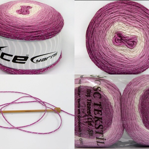 Lot von 2 x 150gr Knäuel Ice Yarns Kuchen Glitzergarn