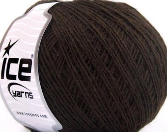Set of 8 Ice Yarns Wool Cord Sport Skeins in Dark Camel for Cozy Crafts and Knitting