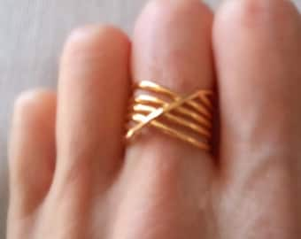 Modern stainless steel women's ring - fine golden ring - modern and chic spirit.