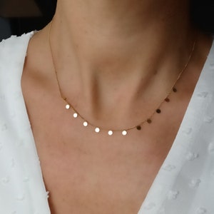 Collier acier inoxydable chaine billes ras de cou pendentif rond collier femme minimaliste. image 2