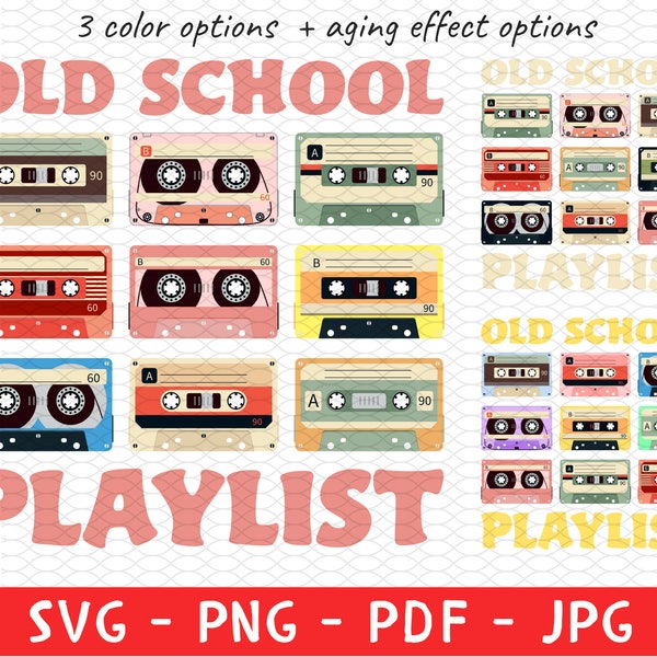 Old School Playlist Svg, Cassette Tape Music Retro 80s 90s Music Party Png, Music Mix Tape Cassette Player Svg, Vintage Style Graphic Png