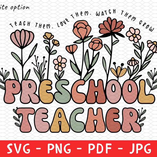 Préscolaire enseignant fleurs Svg Png, enseignant vie Svg, PreK enseignant Png, retour à l’école Svg, préscolaire enseignant chemise, enseignant Sweatshirt Png