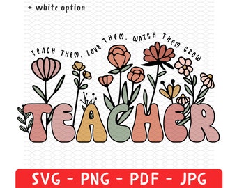 Personalize Teacher Sweatshirt Png, Personalized Teaching Gift, Customized Teachers Svg, Teacher Appreciation Gifts, Spring Boho Wildflowers