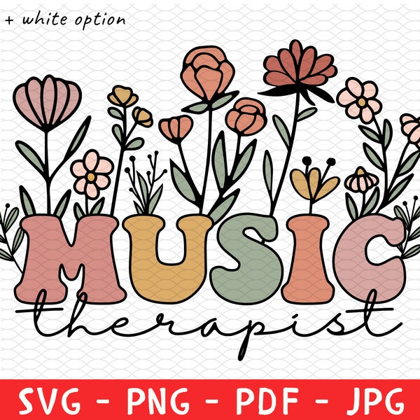 Music Therapist Flowers Png Svg, Music Therapy svg, Music Therapy png, Music Therapy Student, Music Therapist Graduation Gift, Musical Gift