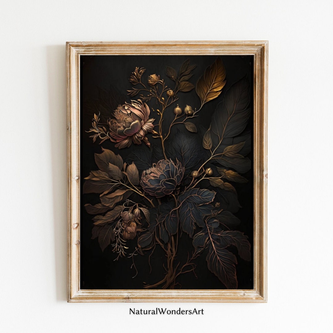 Moody Floral Painting Flower Wall Art Dark Floral Print Dark Academia ...
