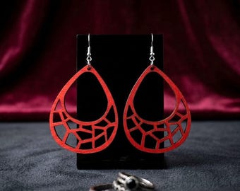 Scandinavian Wooden Statement Earrings: Stainless Steel Hooks