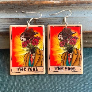 Tarotkaartoorbellen 'The Fool' met stalen haken, niet-allergene oorbellen, geluksbrenger, leuke oorbellen, statement-oorbellen, verjaardagscadeaus