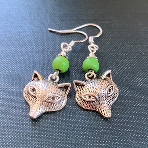 Fox Earrings: Stainless Steel Hooks, Scandinavian Jewelry