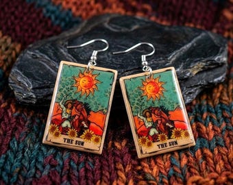 Tarot Card Earrings: 'The Sun' Stainless Steel Hooks