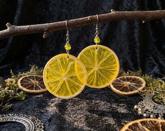 Pendientes de rodaja de limón: colgantes de acero inoxidable con forma de fruta de verano.