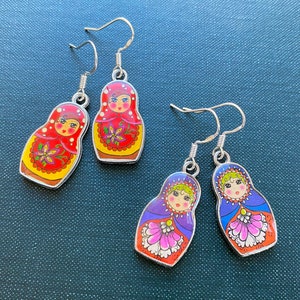 Nesting Doll Earrings: Whimsical Surgical Steel Jewelry