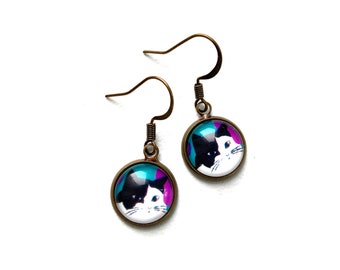 Cute cat earrings, cat lover gifts, kitten earrings, cat pendants, cat jewelry, Nordic jewelry, Scandinavian earrings