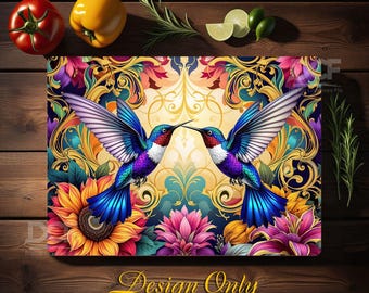 Humming Bird Sublimation Designs, Hummingbird Glass Cutting Board Sublimation, Cutting Board Sublimation Design, Chopping Board, PNG, Jpg,