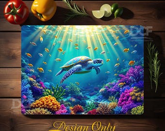 Sea Turtle Cutting Board Png, Turtle Cutting board, Glass Cutting Board Sublimation, Cutting Board Sublimation Design PNG, Jpg, Ocean Animal