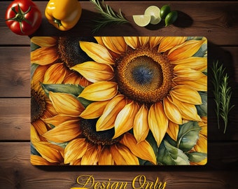 Watercolor Sunflower, 5 Bundle, Cutting Board, Sunflower Design, Cutting Board Designs,  Sublimation designs, Sunflower Sublimation, Png