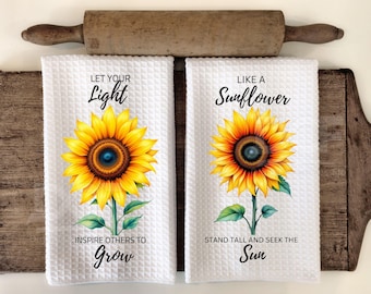 Diseño de toalla de girasol en acuarela (PPT), diseños de toallas de cocina (PPT), sublimación de toallas de cocina, diseños motivacionales (PPT), girasol (PPT)