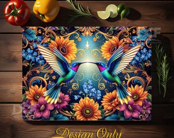 Humming Bird Sublimation Designs, Hummingbird Glass Cutting Board Sublimation, Cutting Board Sublimation Design, Chopping Board, PNG, Jpg,