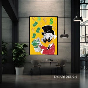 Painting Scrooge Mcduck Dollar Money,Scrooge MCDUCK Dollars,Wall Art,office,home decor,perfect gift,wall art,wall decor,pop art,graffiti art