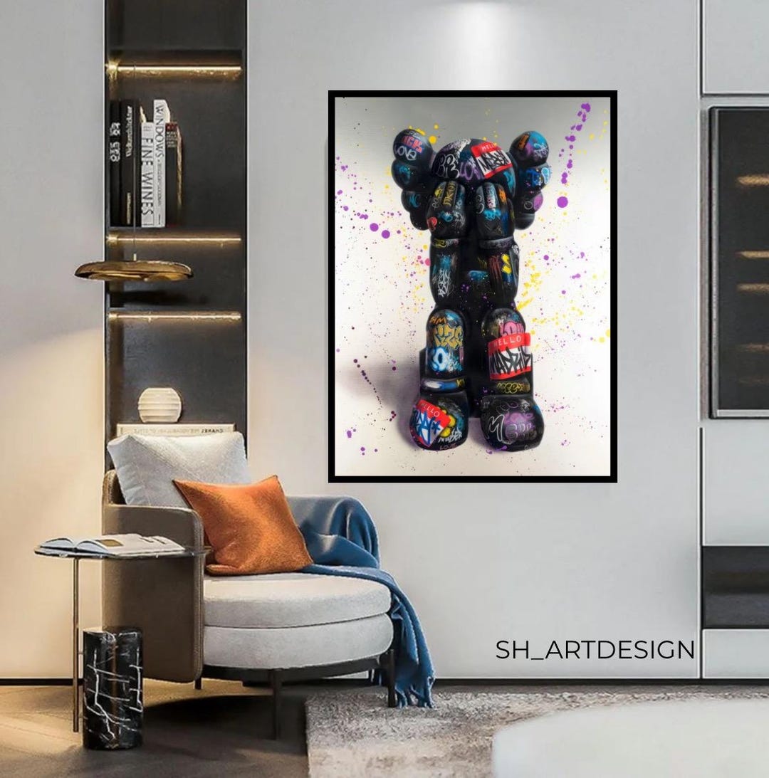 Kaws Graffiti Art Figure, Premium Canvas Painting: Hypebeast Wall