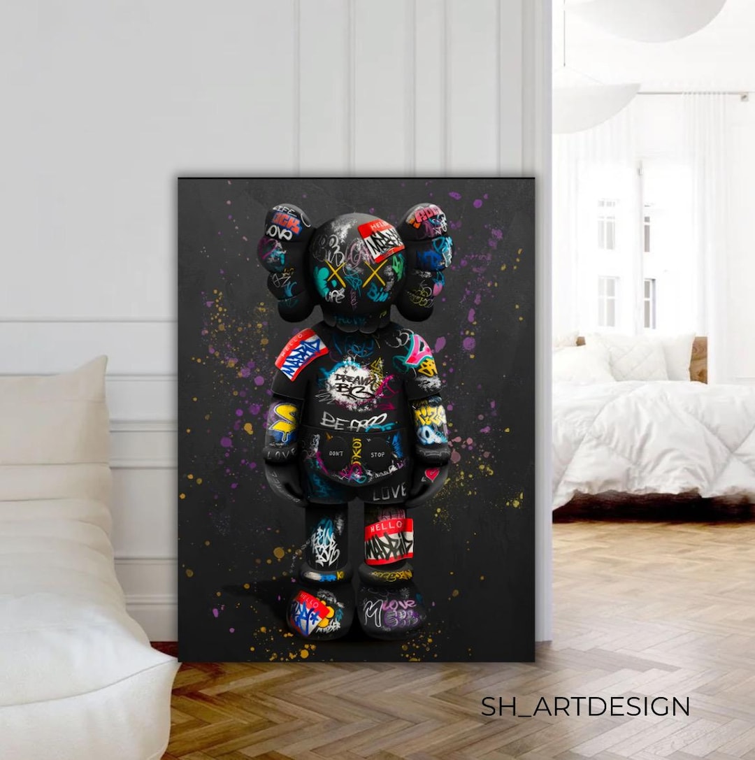 Kaws Graffiti Art Figure, Premium Canvas Painting : Hypebeast Wall