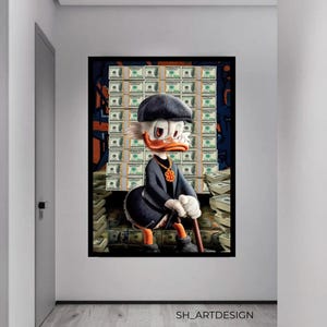 Painting Scrooge Mcduck Dollar Money,Scrooge MCDUCK Dollars,Wall Art,office,home decor,perfect gift,wall art,wall decor,pop art,graffiti art