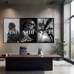 VENI VIDI VICI Hercules 3 Set Premium Canvas, Veni Vidi Vici Art Wall Decor