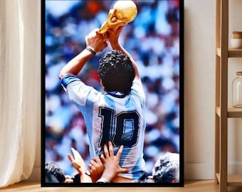 Cuadro de Maradona Campeón del Mundo, Diego Maradona, Argentina, Lienzo Retro de Maradona, Regalo Perfecto de Maradona, Decoración de Pared de Maradona