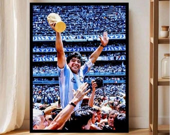 Cuadro de Maradona Campeón del Mundo, Diego Maradona, Argentina, Lienzo Retro de Maradona, Regalo Perfecto de Maradona, Decoración de Pared de Maradona
