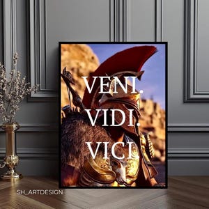 Painting VENI VIDI VICI,Roman soldier,Premium Canva,Veni Vidi Vici Art Decor,Veni,Vidi,Vici,Hercules,Canvas Printing,Office Home Wall Decor