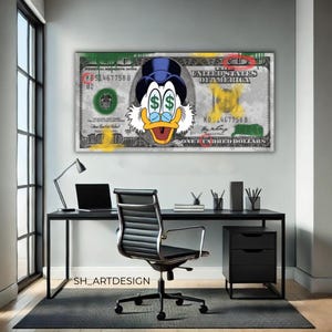 Painting Scrooge McDuck 100 Dollars Graffiti ,one hundred,Scrooge MCDUCK Art,premium canva,wall decor,pop,motivation, wall art,office decor