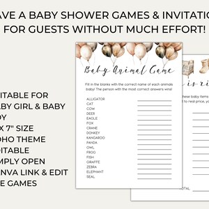 Boho Baby Shower Games Editable Template, Boho Themed Baby Shower ...