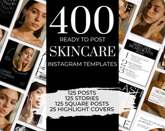Modelos de Instagram de Cuidados com a Pele de Luxo: Esteticista e Dermatologista (Editável pelo Canva, Download Digital)