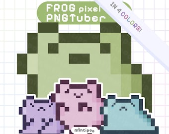 Avatar PNGTuber Frog Pixel Veadotube mini in 4 colors
