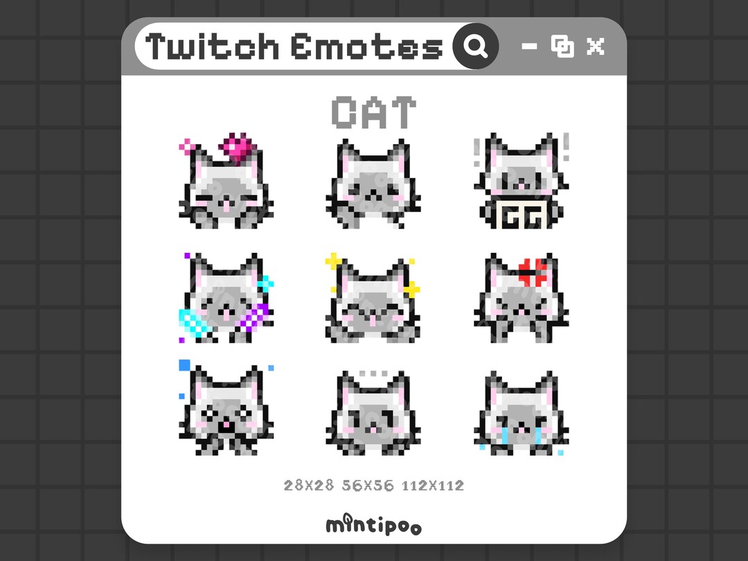 Pack of 9 Animated Cat Emotes in Pixel Art for Twitch - Etsy