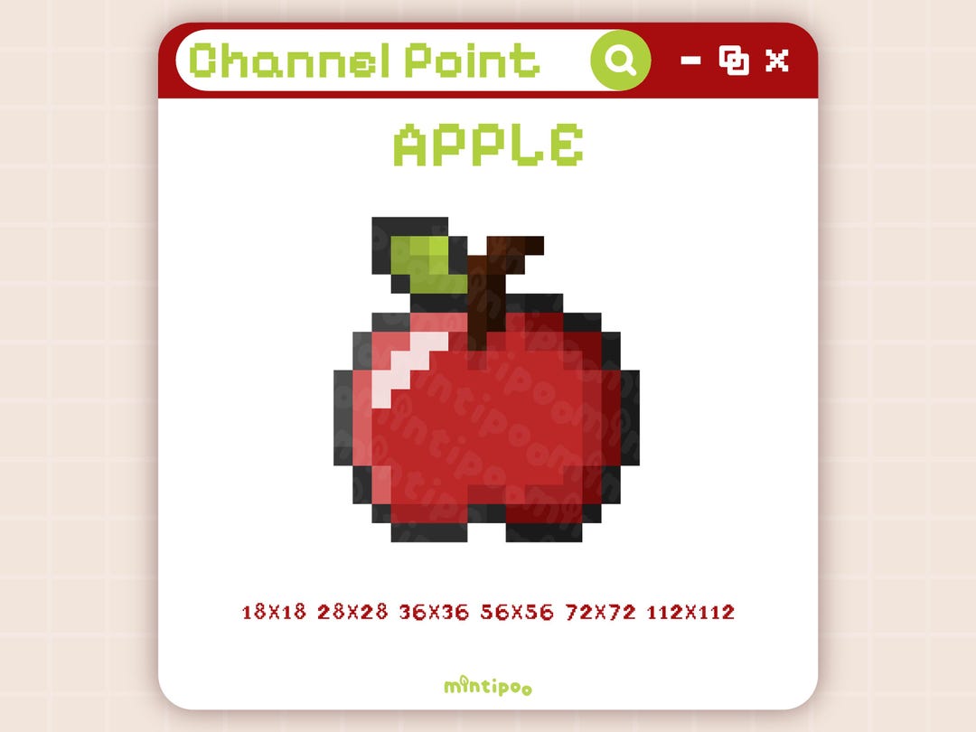 Apple Channel Point Icon in Pixel Art for Twitch - Etsy