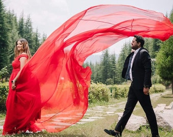 Chiffon Flying Train Dress | Photoshoot Long Gown | Long Train Dress | Flowy Photoshoot Dress | Santorini Long Train Dress | Flared gown