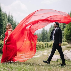 Chiffon Flying Train Dress | Photoshoot Long Gown | Long Train Dress | Flowy Photoshoot Dress | Santorini Long Train Dress | Flared gown