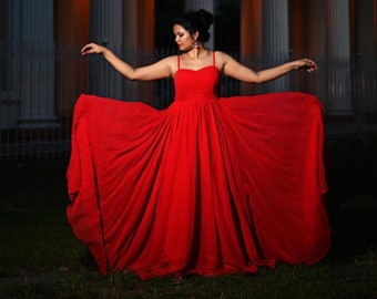 Wedding Reception Flared Gown | Photoshoot Flowy Gown | Flying Dress For Photoshoot | Custom Made Dress | Comfortable Maxi Dresses